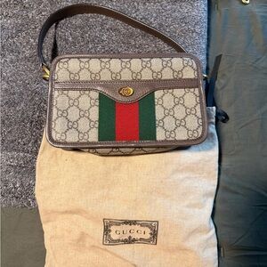 Gucci Beige and Green Crossbody Bag